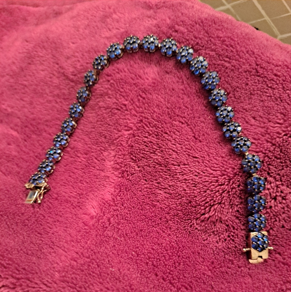 Blue spinel sterling silver bracelet